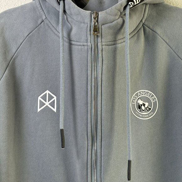 Rawgear Zip Up Fleece Hoodie Jacket Mens L Gray Ape Logo Long Sleeve - Picture 3 of 11